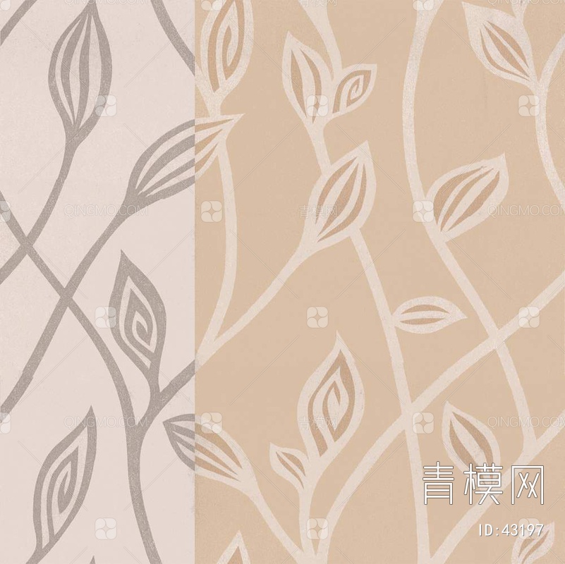 植物图案花壁贴图大尺寸灰白黄jpg植物图案花壁3d贴图下载 青墨3d贴图库