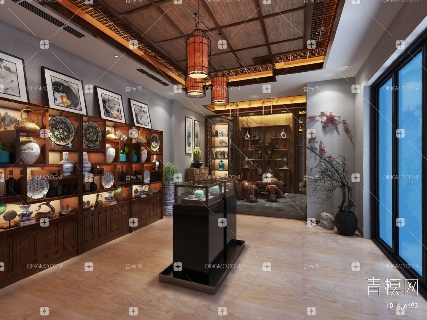 现代古董收藏店展厅3D模型【ID:54101489】_知末3d模型网