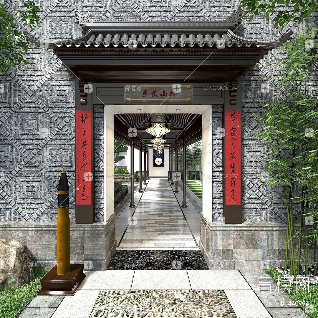 中式风格庭院子 大门-cg模型免费下载-CG99