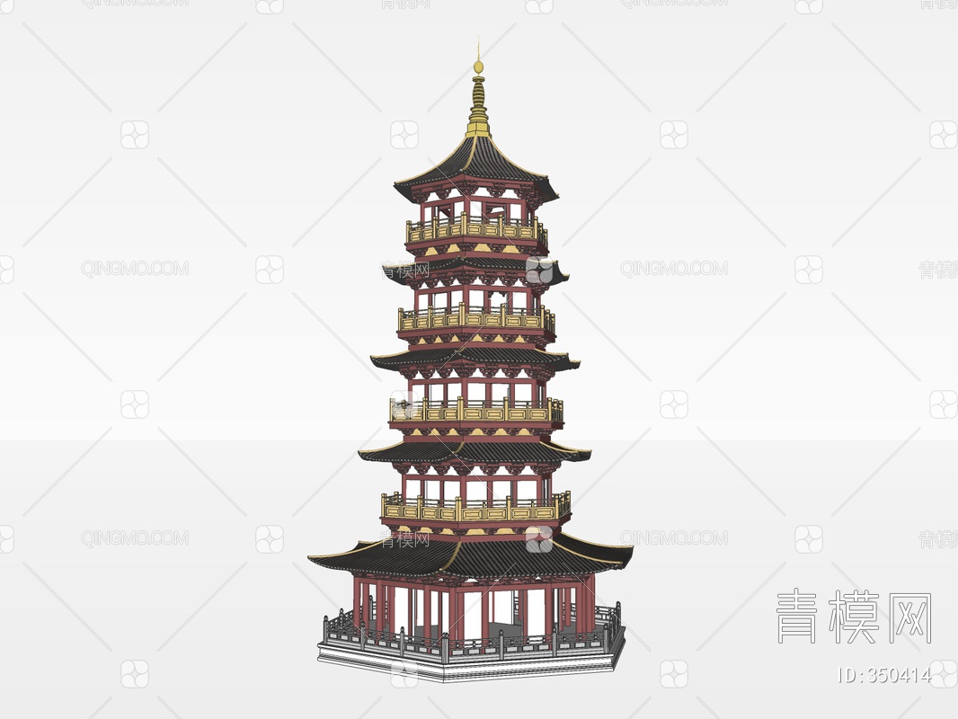 中式古建塔楼钟塔