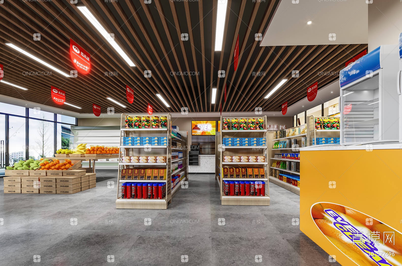 超市菜架展厅建模渲染效果图_良诚视觉-站酷ZCOOL