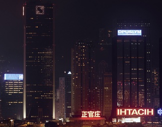 室外建筑夜景玻璃贴图