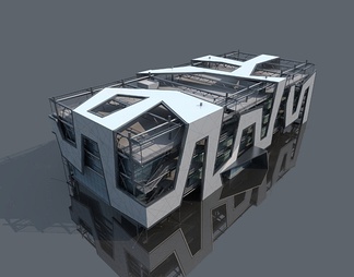 现代办公楼3D模型下载ID:580853