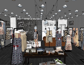 服装店 服装店su模型下载【ID:371473】