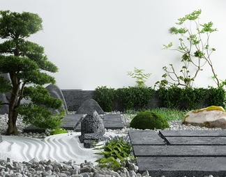 庭院景观小品枯山水石3d模型下载【id:484226】