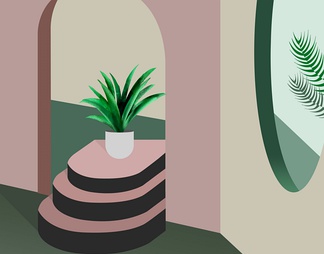 莫兰迪几何建筑装饰画