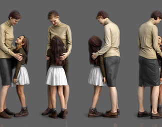 母女小孩人物组合 母女小孩人物组合3d模型下载【ID:529366】