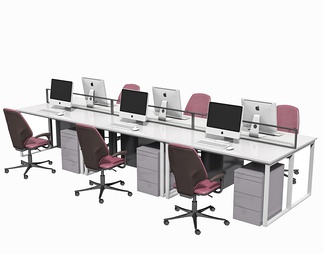 卡座办公桌椅组合 卡座办公桌椅组合3d模型下载【ID:564061】