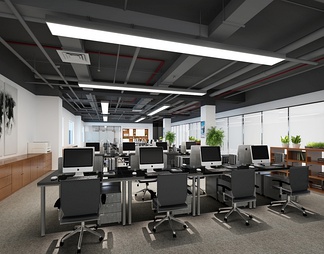 开敞办公区 开敞办公区3d模型下载【ID:566468】