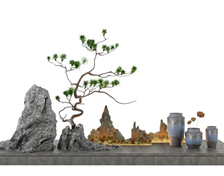 假山景观 假山景观3d模型下载【ID:566619】