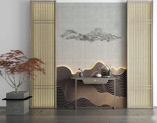 玄关背景墙 玄关背景墙3D模型下载【ID:567015】