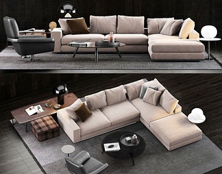 意大利 米洛提 minotti 沙发茶几组合 意大利 米洛提 minotti 沙发茶几组合3d模型下载【ID:569392】