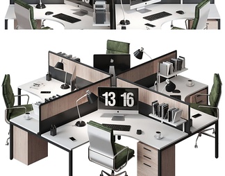 办公桌椅组合 办公桌椅组合3d模型下载【ID:569345】