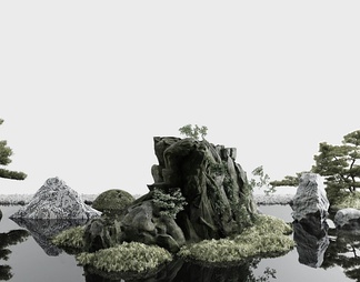 假山山水 园林景观小品 假山山水 园林景观小品3d模型下载【ID:571862】