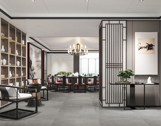 餐厅包间 餐厅包间3d模型下载【ID:585000】