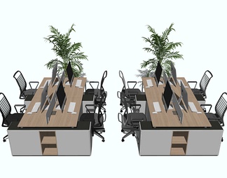 办公桌椅员工工位 办公桌椅员工工位SU模型下载【ID:598710】