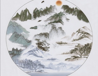 水墨山水 水墨山水贴图下载【ID:632410】