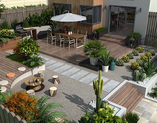 庭院花园 庭院花园3D模型下载【ID:640723】