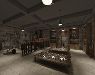 打铁铺展厅 打铁铺展厅3D模型下载【ID:655498】