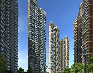 高层住宅小区 高层住宅小区3D模型下载【ID:655705】