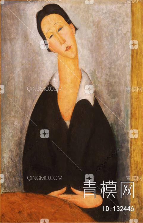 关键字 特大尺寸黑棕黄jpg 抽象挂画贴图库 莫迪里阿尼抽象人物