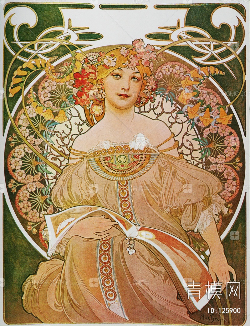 关键字: 特大尺寸棕黄jpg 西方人物挂画贴图库 穆夏