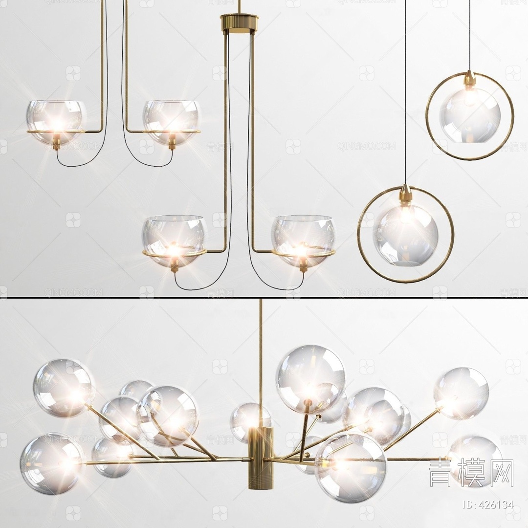 【球形吊灯3D模型】-现代VR有灯光有贴图MAX2016球形吊灯3d模型下载-ID426134-免费3Dmax模型库 - 青模3d模型网
