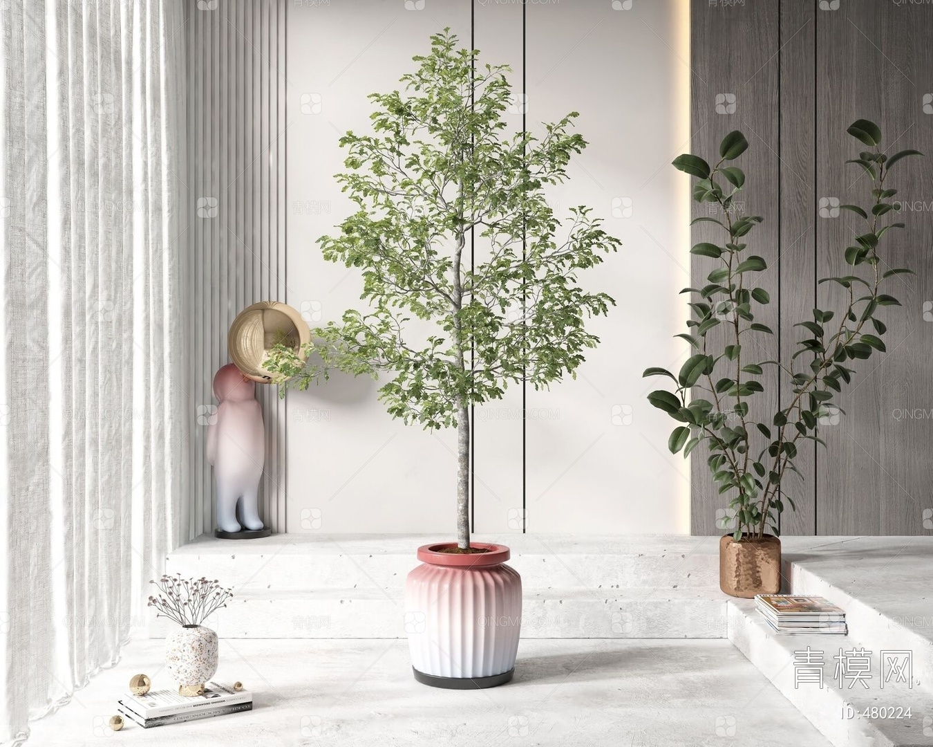 【盆栽盆景植物组合3D模型】-现代VR有灯光有贴图MAX2014盆栽盆景植物组合3d模型下载-ID480224-免费3Dmax模型库 - 青模 ...