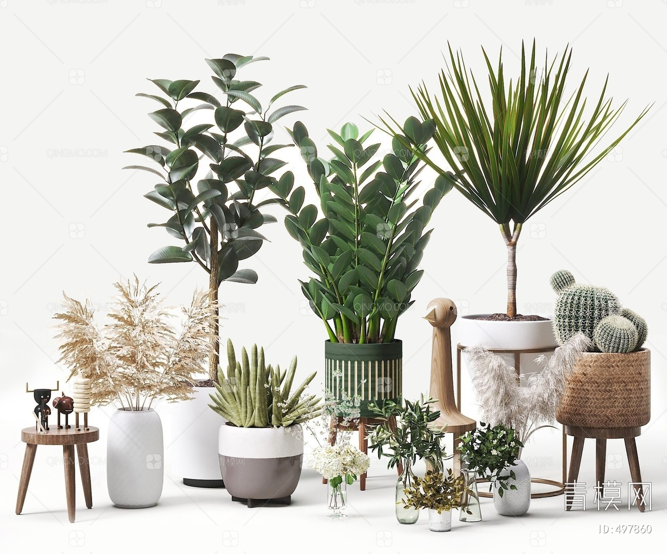 【植物盆栽组合3D模型】-VR北欧MAX2014植物盆栽组合3d模型下载-ID497860-免费3Dmax模型库 - 青模3d模型网