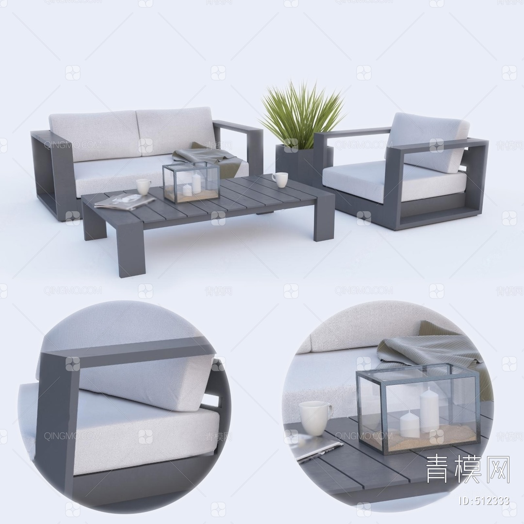 【户外沙发 茶几组合3D模型】-现代VR有灯光有贴图MAX2016户外沙发 茶几组合3d模型下载-ID512333-免费3Dmax模型库 ...