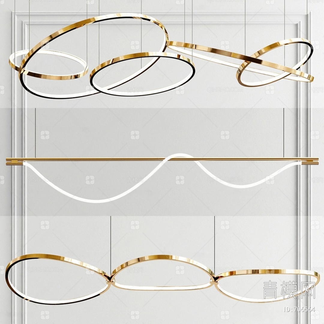 【金属LED吊灯组合3D模型】-现代VR有灯光无贴图MAX2016金属LED吊灯组合3d模型下载-ID706564-免费3Dmax模型库 ...