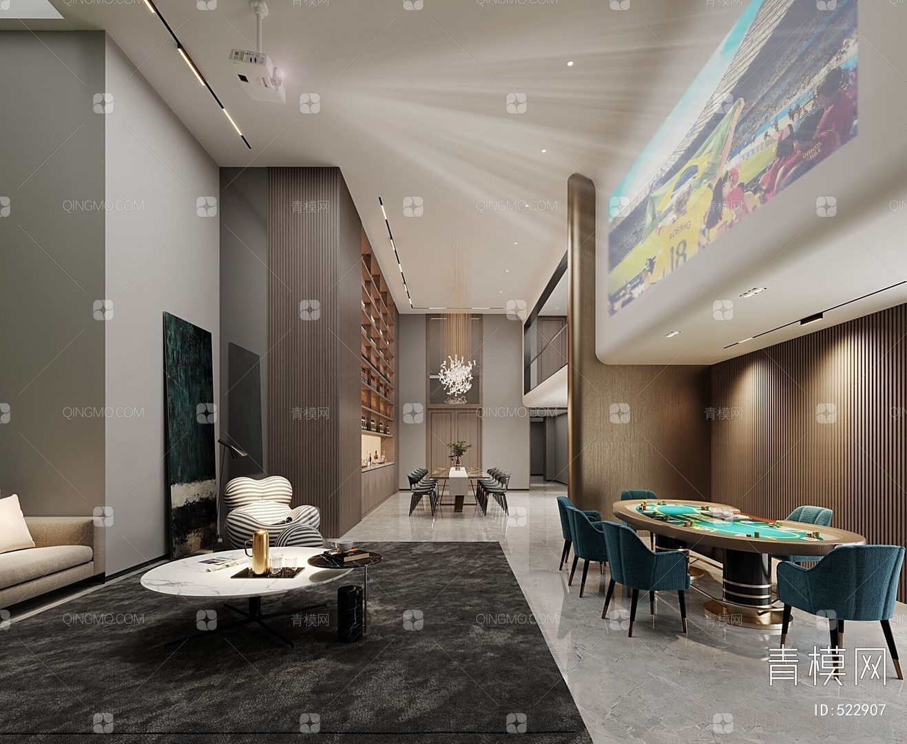 【地下娱乐室3D模型】-现代VR有灯光有贴图MAX2014地下娱乐室3d模型下载-ID522907-免费3Dmax模型库 - 青模3d模型网