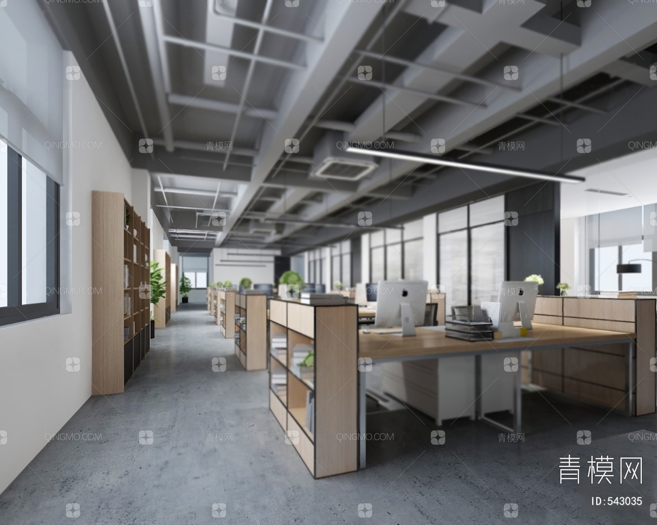 【公共办公区3D模型】-现代VR有灯光有贴图MAX2014公共办公区3d模型下载-ID543035-免费3Dmax模型库 - 青模3d模型网