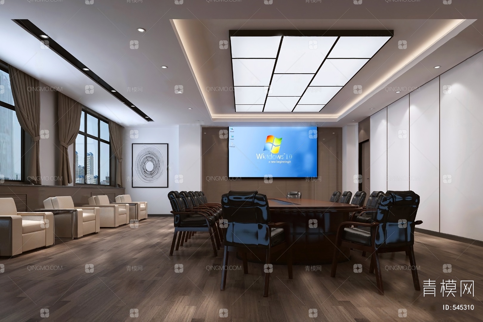 【会议室3D模型】-现代VR有灯光有贴图MAX2014会议室3d模型下载-ID545310-免费3Dmax模型库 - 青模3d模型网
