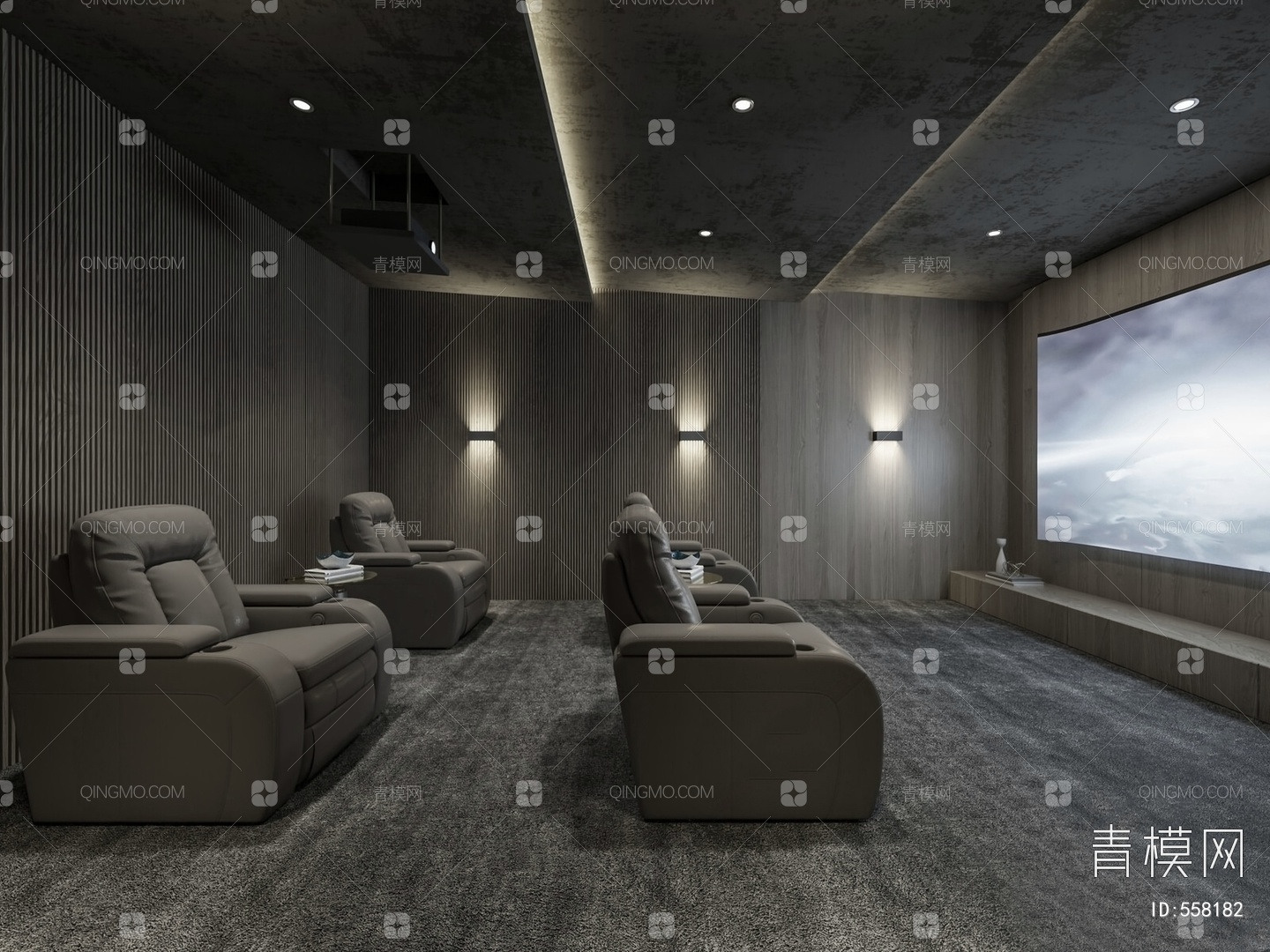 【影音室3D模型】-现代VR有灯光有贴图MAX2014影音室3d模型下载-ID558182-免费3Dmax模型库 - 青模3d模型网