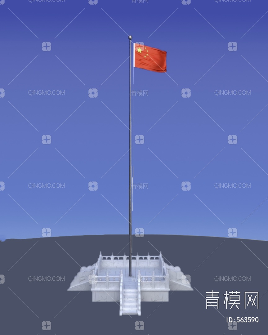 【升旗台3D模型】-现代VR有灯光有贴图MAX2016升旗台3d模型下载-ID563590-免费3Dmax模型库 - 青模3d模型网