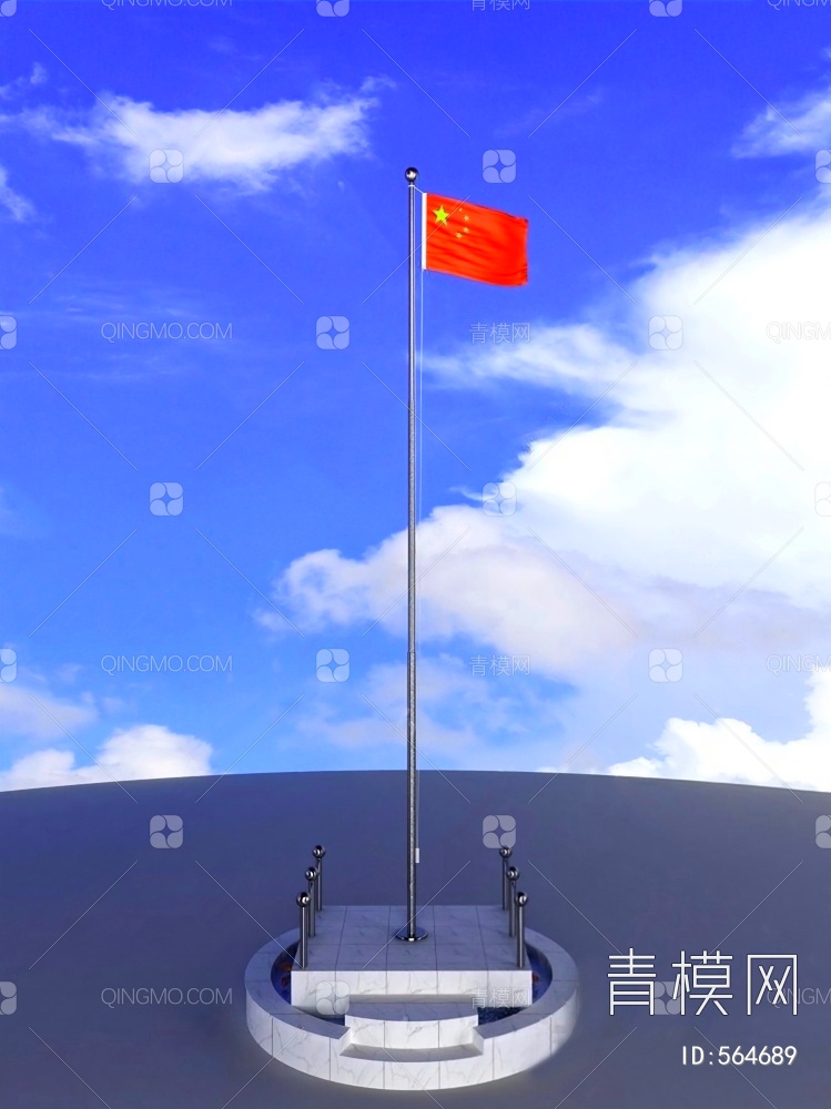 【升旗台3D模型】-现代VR有灯光有贴图MAX2016升旗台3d模型下载-ID564689-免费3Dmax模型库 - 青模3d模型网