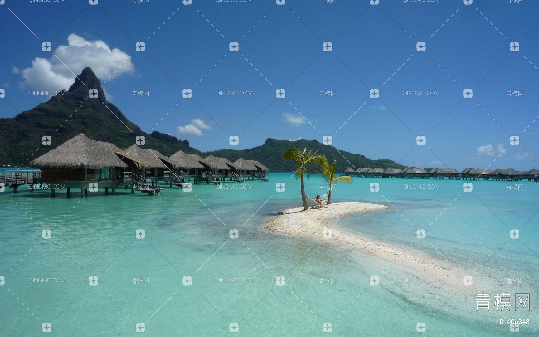 马尔代夫海上度假村的茅草屋图片-千叶网