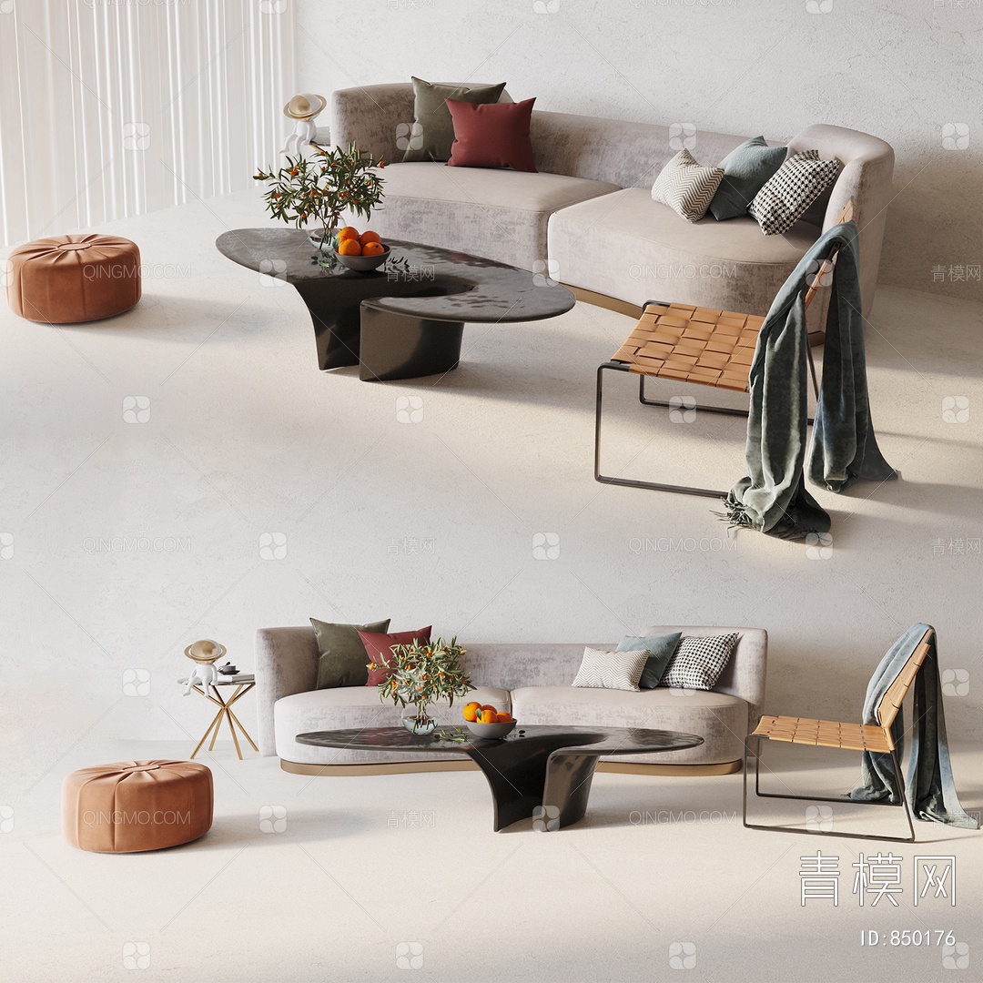 【沙发茶几组合3D模型】-现代CR无灯光有贴图MAX2014沙发茶几组合3d模型下载-ID850176-免费3Dmax模型库 - 青模3d模型网