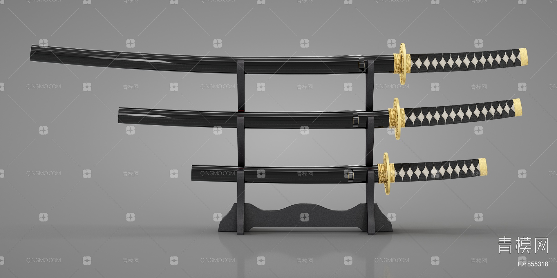 【武士刀3D模型】-VR日式无灯光有贴图MAX2016武士刀3d模型下载-ID855318-免费3Dmax模型库 - 青模3d模型网