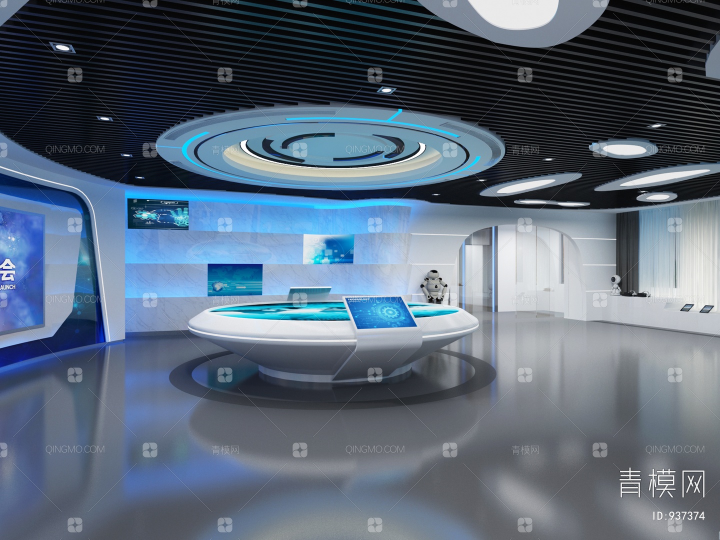 【科技展厅，企业展厅，多媒体展厅，空间展厅3D模型】-现代VR有灯光有贴图MAX2014科技展厅，企业展厅，多媒体展厅，空间展厅3d模型下载 ...