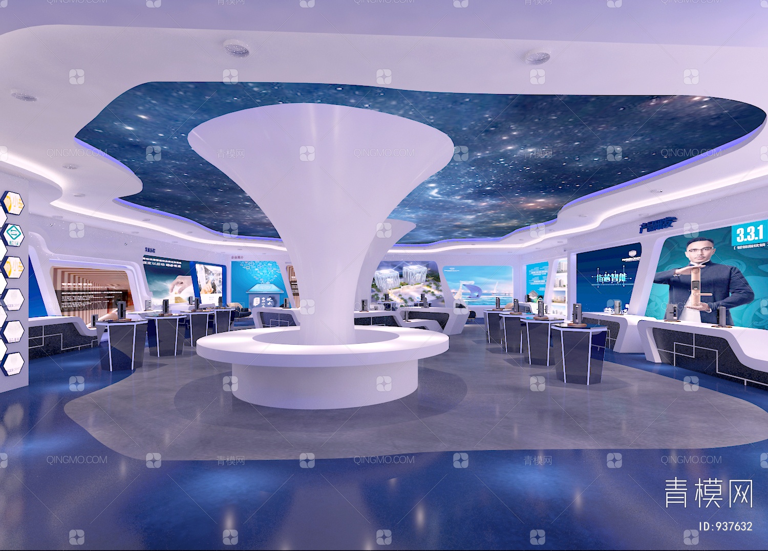 【科技展厅，企业展厅，多媒体展厅，空间展厅3D模型】-现代VR有灯光有贴图MAX2014科技展厅，企业展厅，多媒体展厅，空间展厅3d模型下载 ...