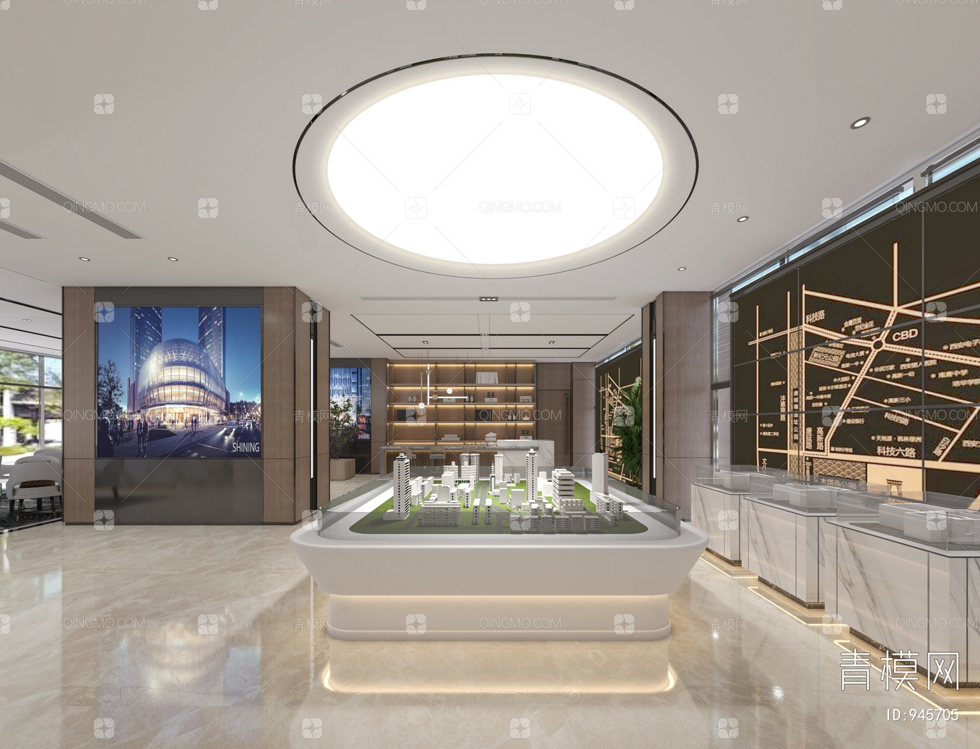 【售楼部3D模型】-现代VR有灯光有贴图MAX2014售楼部3d模型下载-ID945705-免费3Dmax模型库 - 青模3d模型网