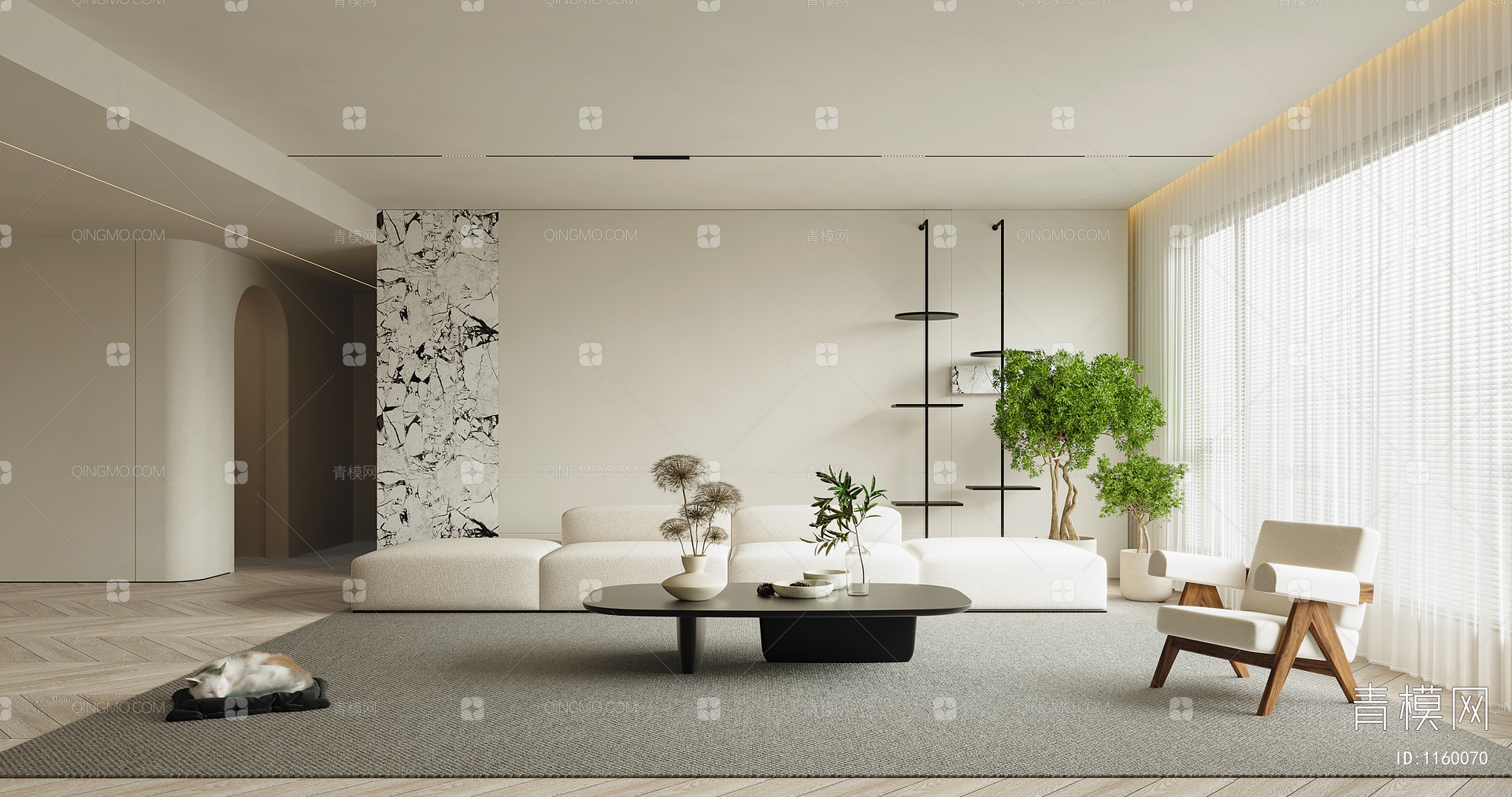 【客厅 沙发 单椅 茶几 窗帘 地毯 书架 饰品 挂画3D模型】-现代VR有灯光有贴图MAX2014客厅 沙发 单椅 茶几 窗帘 地毯 书架 ...
