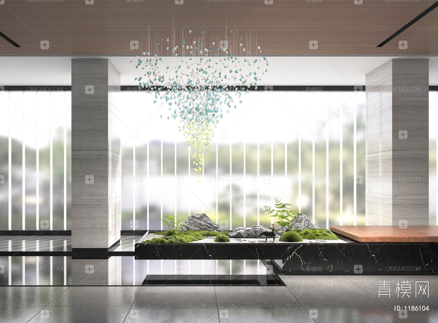 【大厅景观造景3D模型】-现代VR有灯光有贴图MAX2016大厅景观造景3d模型下载-ID1186104-免费3Dmax模型库 - 青模3d模型网