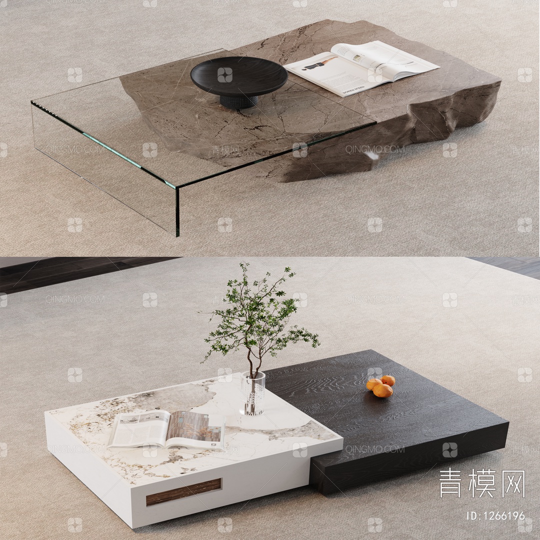 【茶几3D模型】-现代CR无灯光有贴图MAX2016茶几3d模型下载-ID1266196-免费3Dmax模型库 - 青模3d模型网