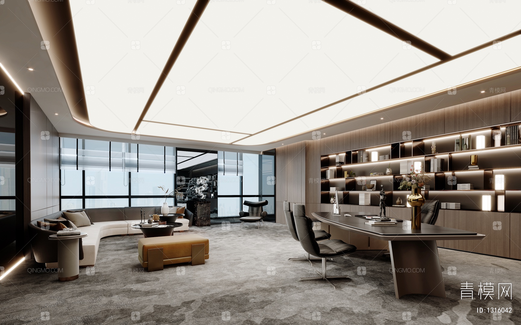 【经理办公室3D模型】-现代VR有灯光有贴图MAX2016经理办公室3d模型下载-ID1316042-免费3Dmax模型库 - 青模3d模型网