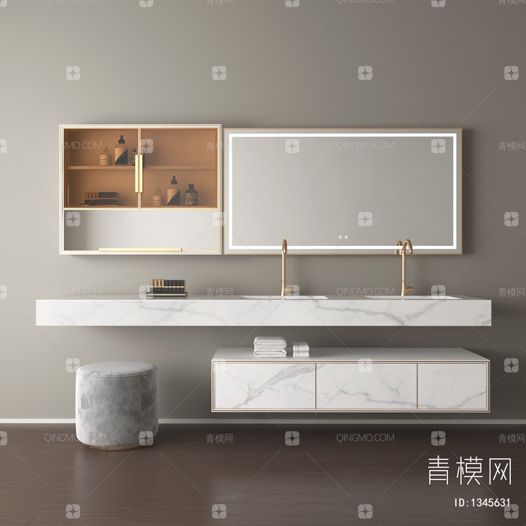 【洗手台 浴室柜 卫浴柜3D模型】-现代VR有灯光有贴图MAX2016洗手台 浴室柜 卫浴柜3d模型下载-ID1345631-免费3Dmax ...