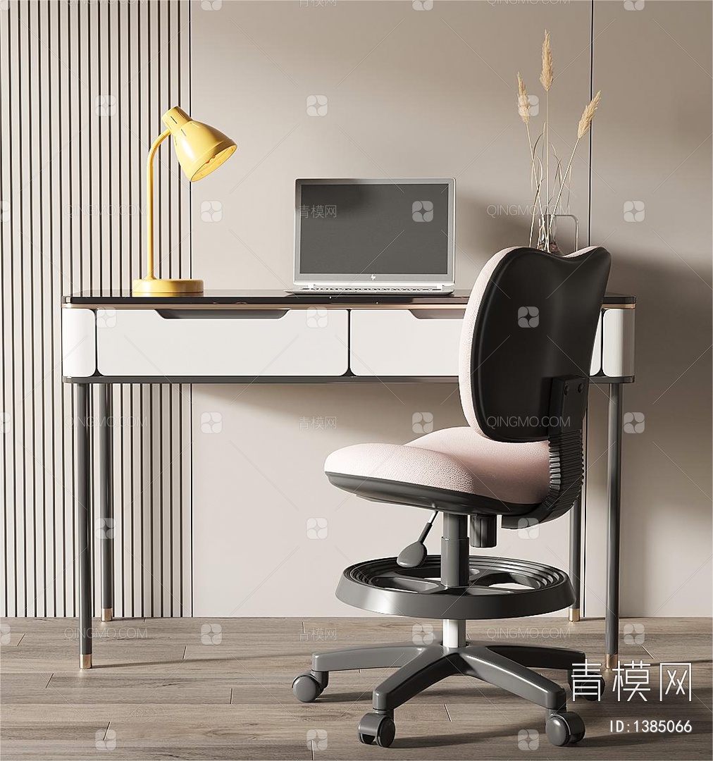 【书桌椅3D模型】-现代VR有灯光有贴图MAX2016书桌椅3d模型下载-ID1385066-免费3Dmax模型库 - 青模3d模型网