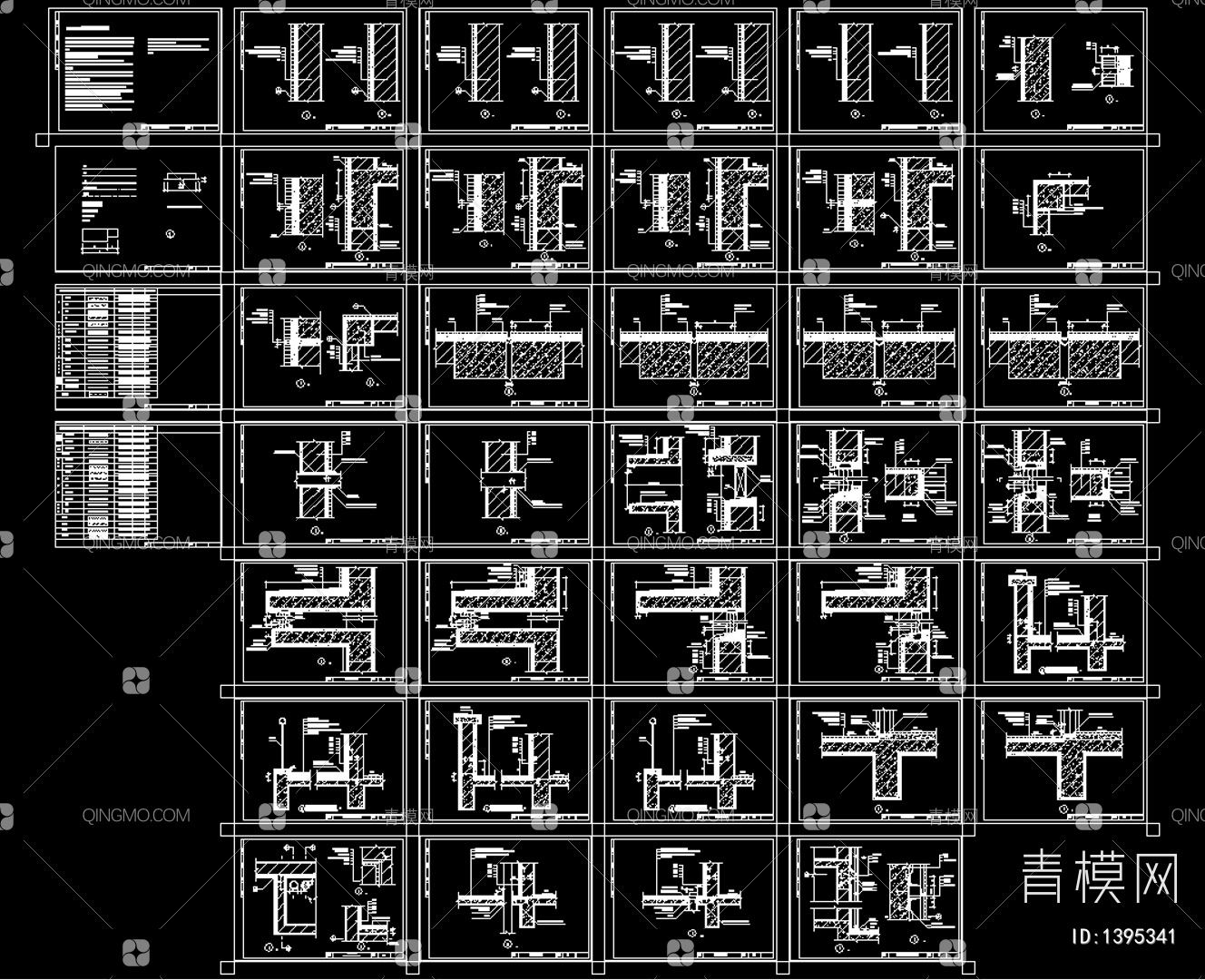 外墙防水图集图块 现代施工图CAD2010外墙防水图集图库-青模cad图库